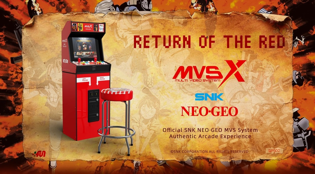 Unico MVSX Arcade 17'' with 50 Preloaded SNK Licensed Games Deluxe Combo with Riser & Chair