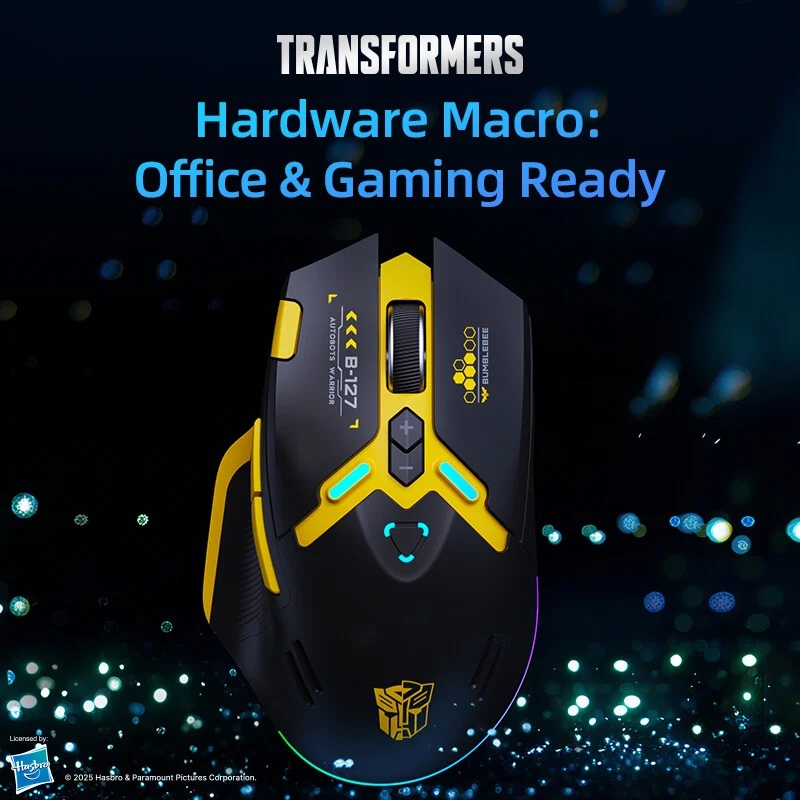 Transformers Gaming Mouse Wireless ,Tri-Mode Bluetooth/2.4G/Wired, USB-C Rechargeable TF-GM01 Black