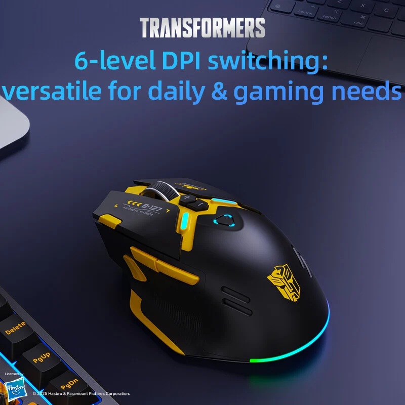 Transformers Gaming Mouse Wireless ,Tri-Mode Bluetooth/2.4G/Wired, USB-C Rechargeable TF-GM01 Black