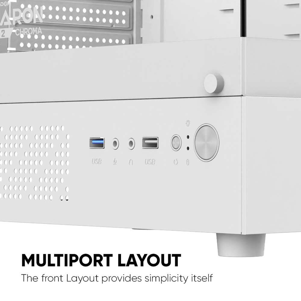 Armaggeddon Gaming Case M-ATX AQUARON DUPLEX 2 CHROMA White (3x Chroma Fans)