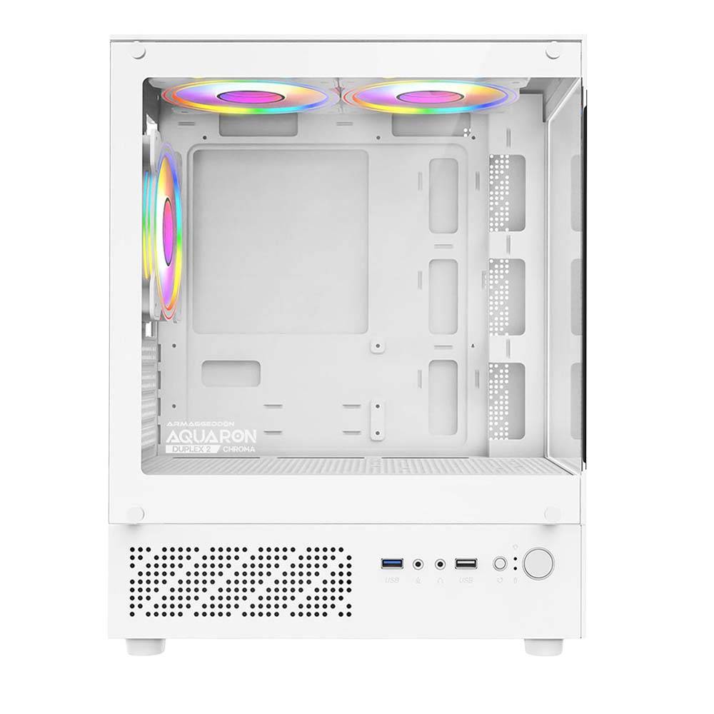 Armaggeddon Gaming Case M-ATX AQUARON DUPLEX 2 CHROMA White (3x Chroma Fans)