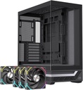 Einarex PC Case ATX S800 RGB, Tempered Glass Front and Side Panel, 4x Pre-Installed Fans, Black