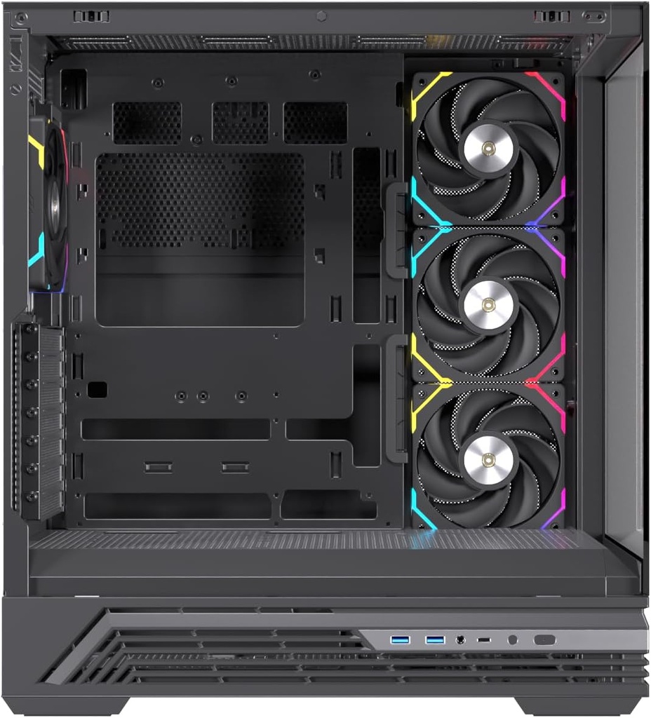 Einarex PC Case ATX S800 RGB, Tempered Glass Front and Side Panel, 4x Pre-Installed Fans, Black