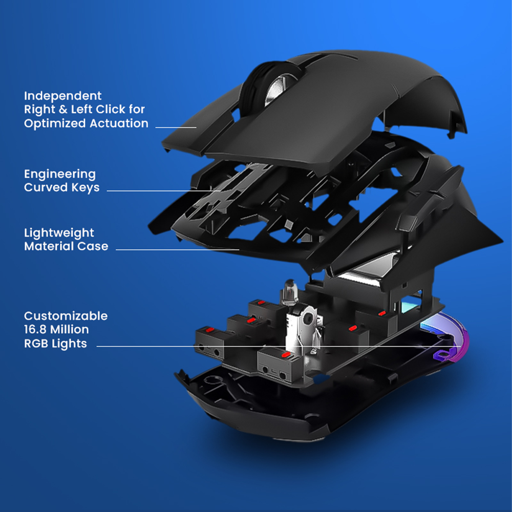 Armaggeddon Gaming Mouse Wired 12000CPI Silent , HUANO Switches FALCON V STEALTH Black