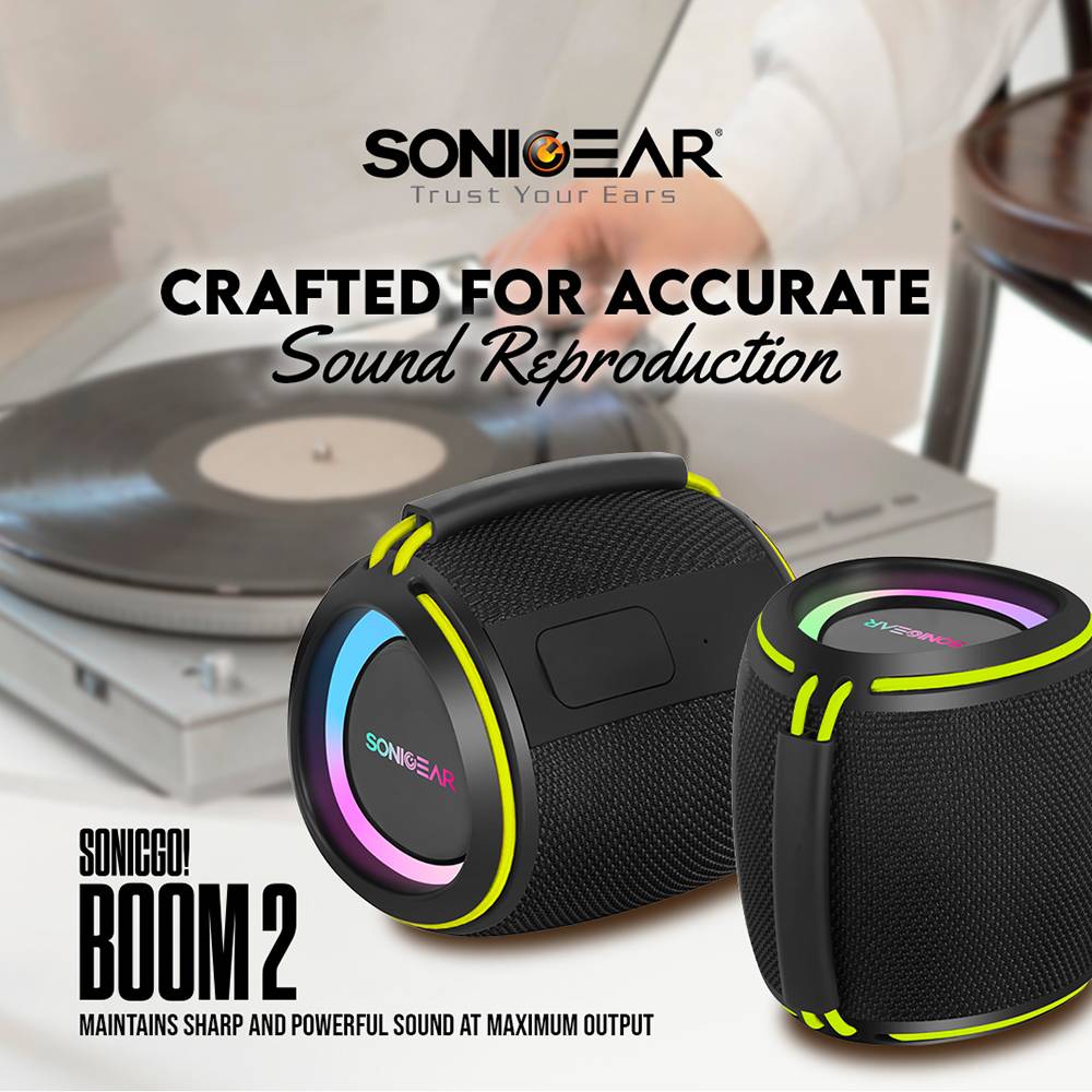 SonicGear Portable Speaker TWS BT/USB/FM/RGB IPX5 10W SONICGO! BOOM 2