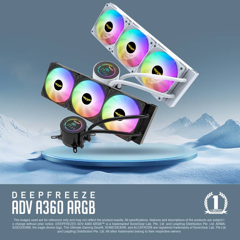 Armaggeddon Gaming Liquid Cooling CPU 3xFans & Display DEEP FREEZE ADV A360 ARGB Black