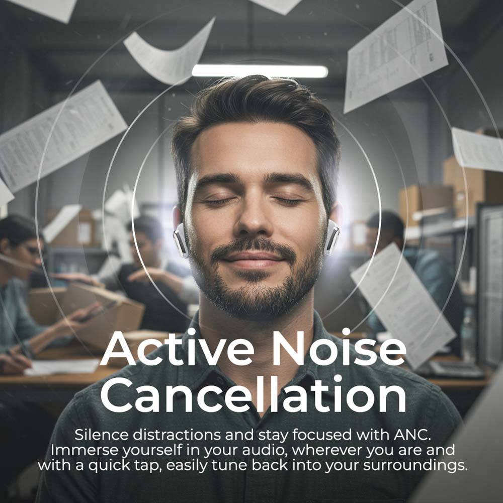 SonicGear Earphones Bluetooth ANC+Display EarPump Jewel Q3 White