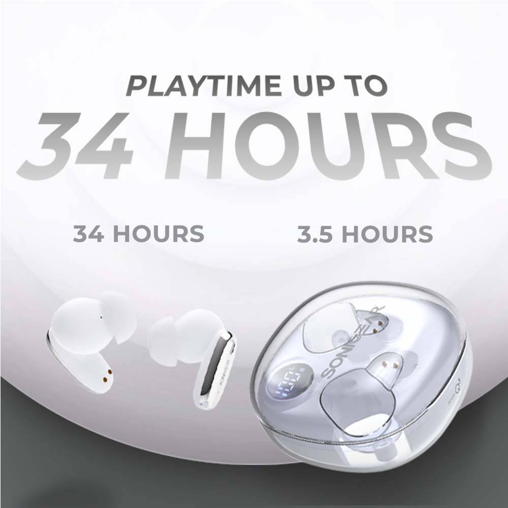 SonicGear Earphones Bluetooth ANC+Display EarPump Jewel Q3 White