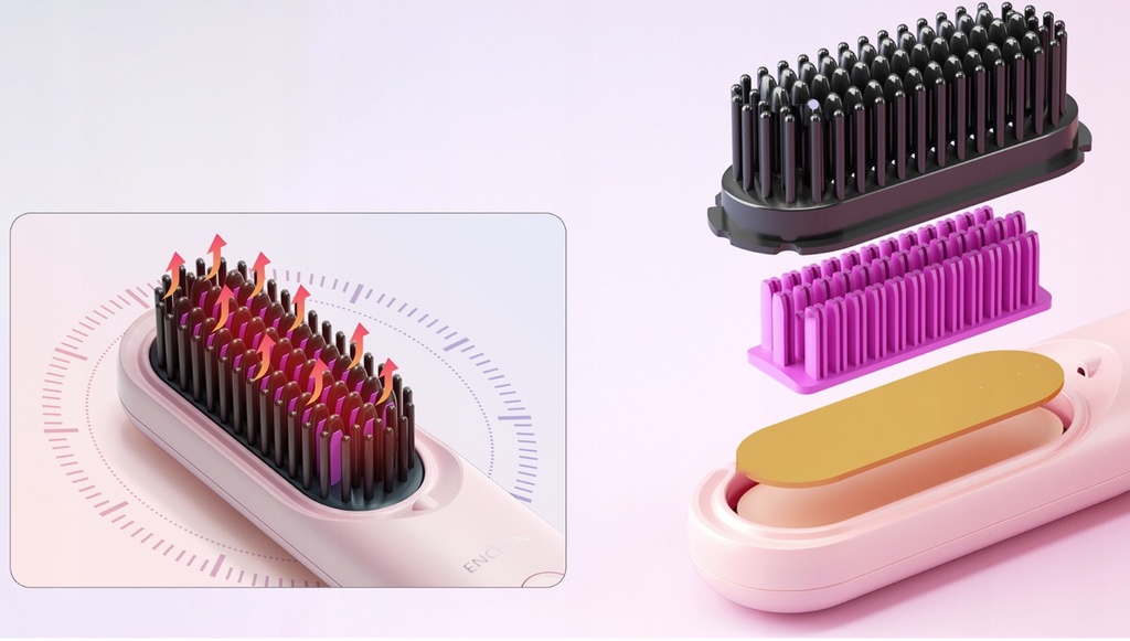 Enchen Comb Straightening Cordless USB-C 4000mAh Pink