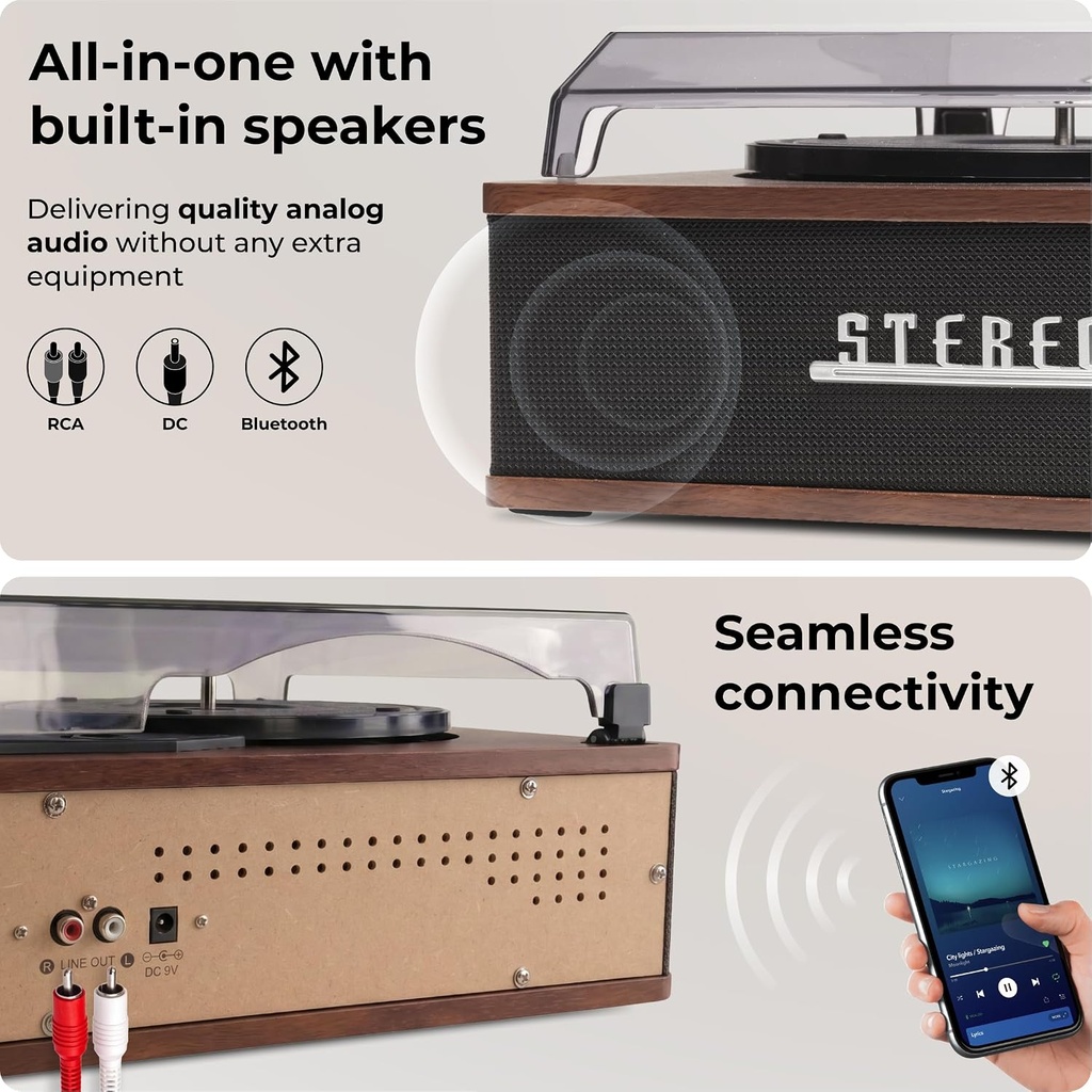 Denver AUDIO Turntable with Built-in Speakers & Bluetooth VPB-262