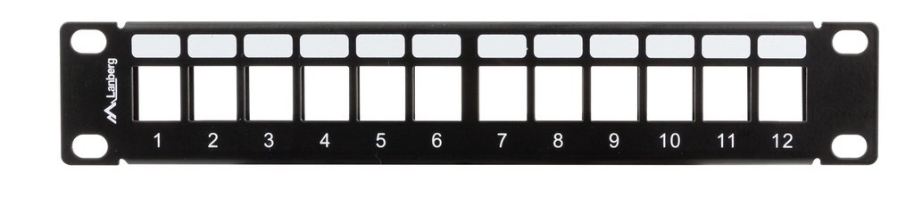 Lanberg Keystone Patch Panel Blank 12-Port 1U with Cable Organizer Black PPKS-9112-B