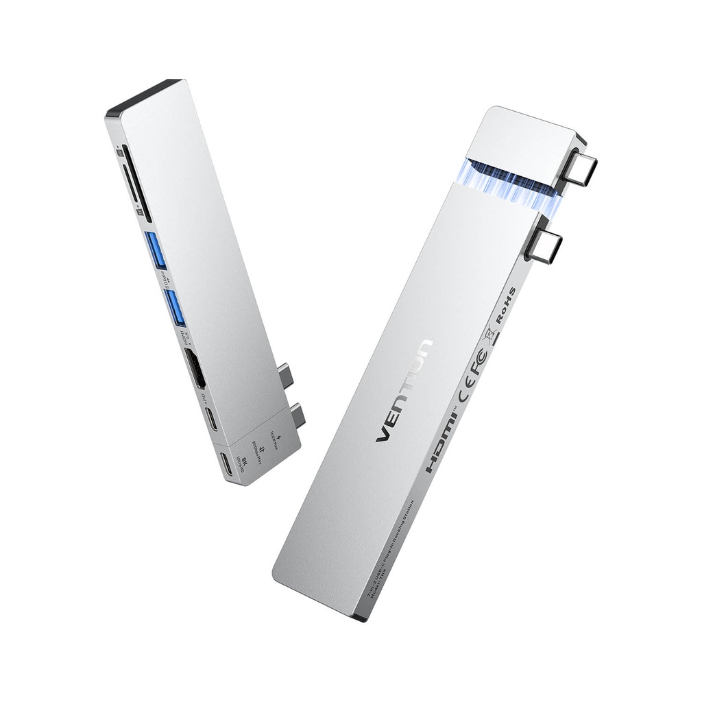 Vention IT Hub 7-in-2 Plug-In Docking Station USB-C to HDMI 2xUSB3.0 SD PD140W THXH0