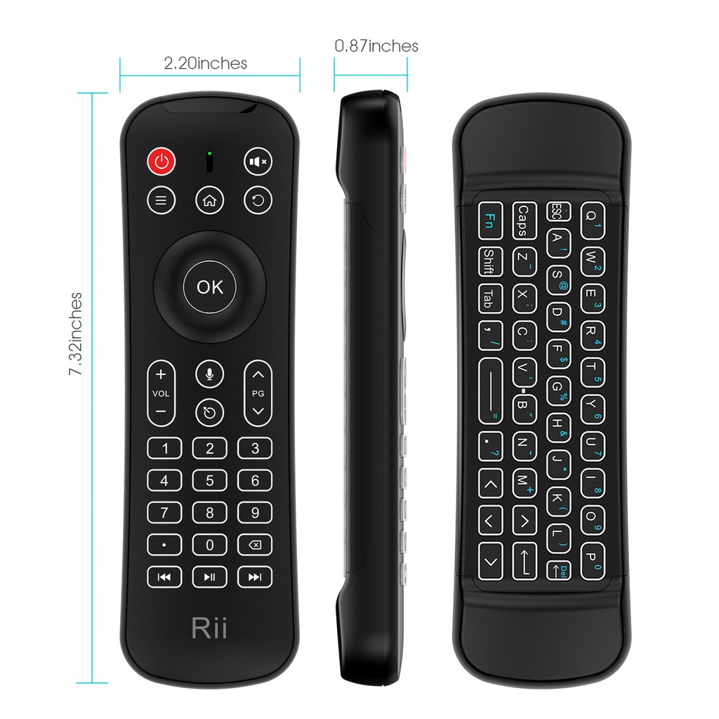 Rii Remote Control with Wireless Keyboard 2.4GHz, AirMouse & Microphone MX6