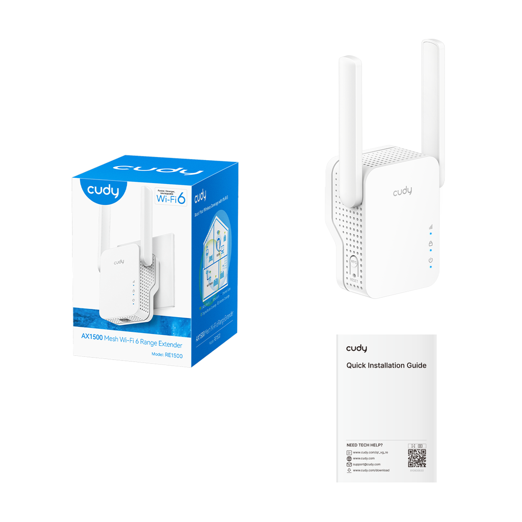 Cudy Range Extender AX1500 Wi-Fi 6 Dual Band Mesh RE1500 UK Plug