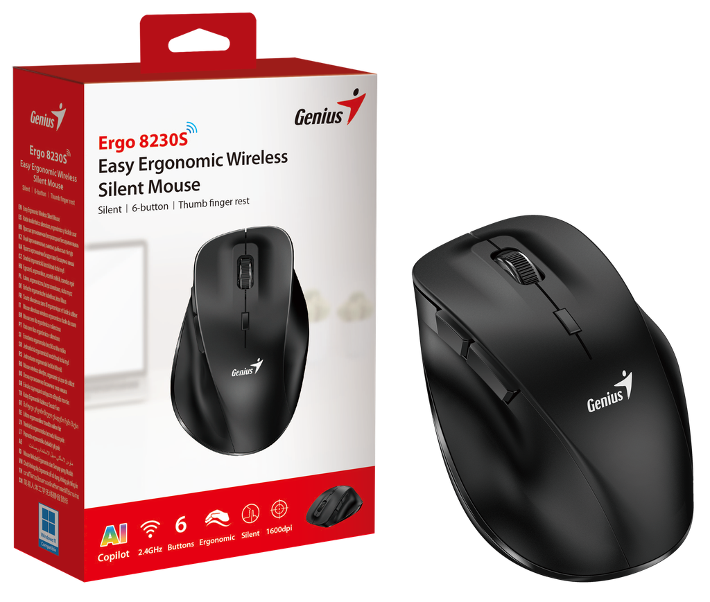 Genius Mouse Wireless Silent Ergonomic Ergo 8230S Black