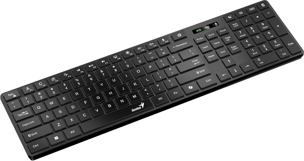 Genius Keyboard Wireless & BT AI Hot Keys SlimStar 7250BT Black English