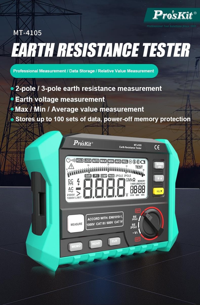 Proskit Digital Earth Resistance Tester MT-4105