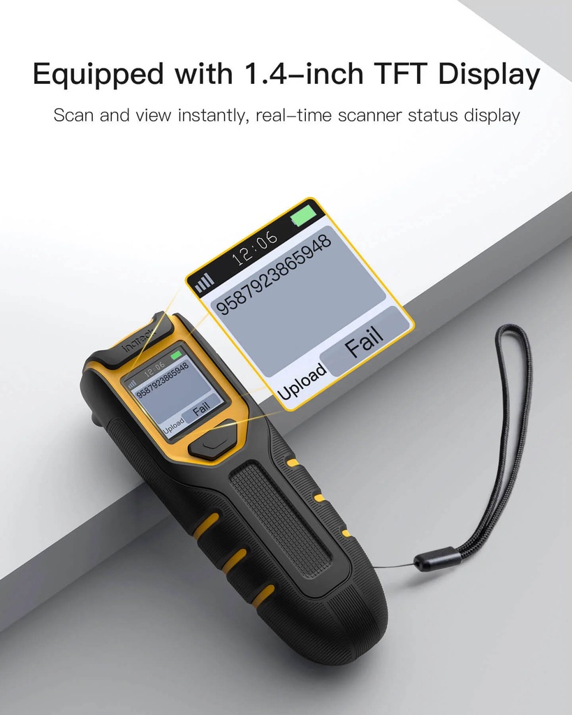 Inateck Barcode Scanner CMOS 1D/2D Wireless 2.4GHz/Bluetooth USB-A 1200mAh Portable & Display BCST-42 Green