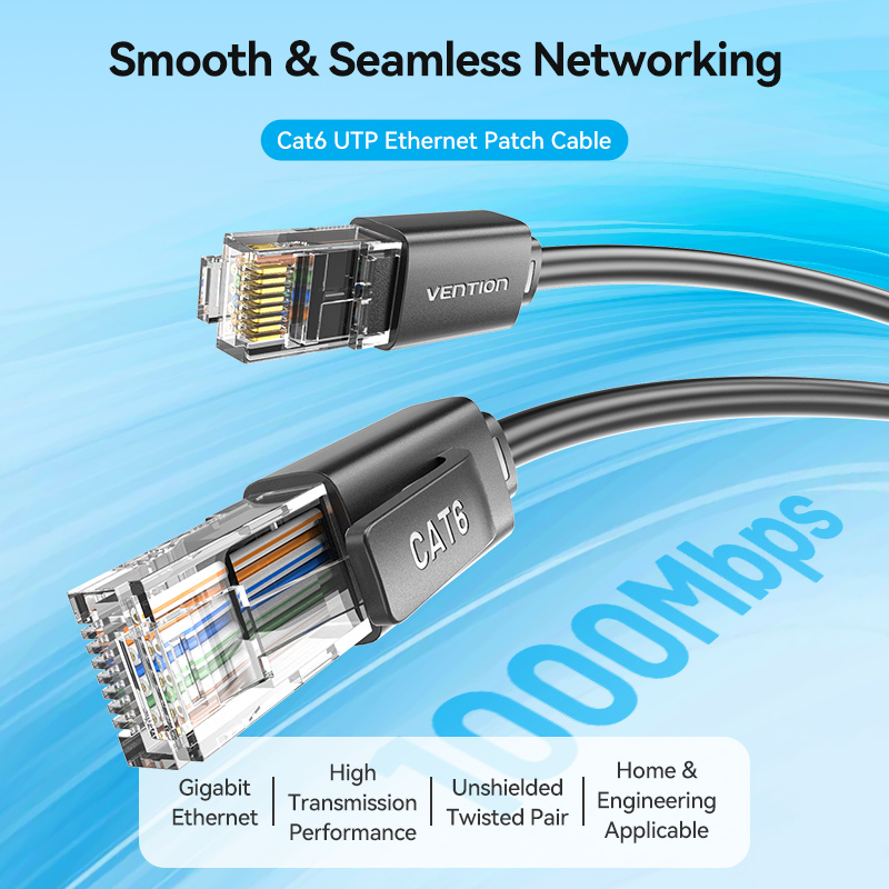 Vention NETWORK Cable CAT6 UTP 20.0m Black IBRBQ
