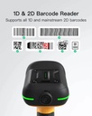 Inateck Barcode Scanner 1D/2D Wireless 2.4GHz/Bluetooth USB-A 2600mAh Smart Charging Base AI Industrial BCST-75S Black