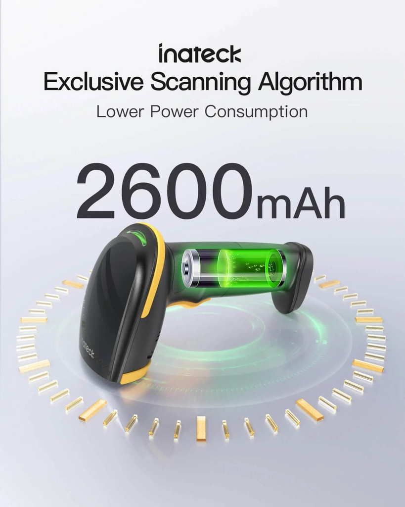 Inateck Barcode Scanner CMOS 1D/2D Wireless 2.4GHz/Bluetooth USB-A 2600mAh BCST-23 Black