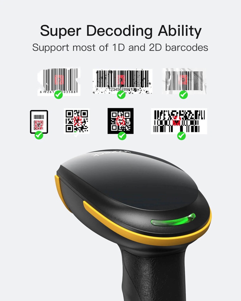 Inateck Barcode Scanner CMOS 1D/2D Wireless 2.4GHz/Bluetooth USB-A 2600mAh BCST-23 Black
