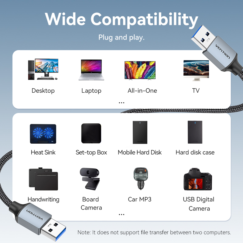Vention Cable USB-A 3.0 M-M Braided 1.5m CTSHG