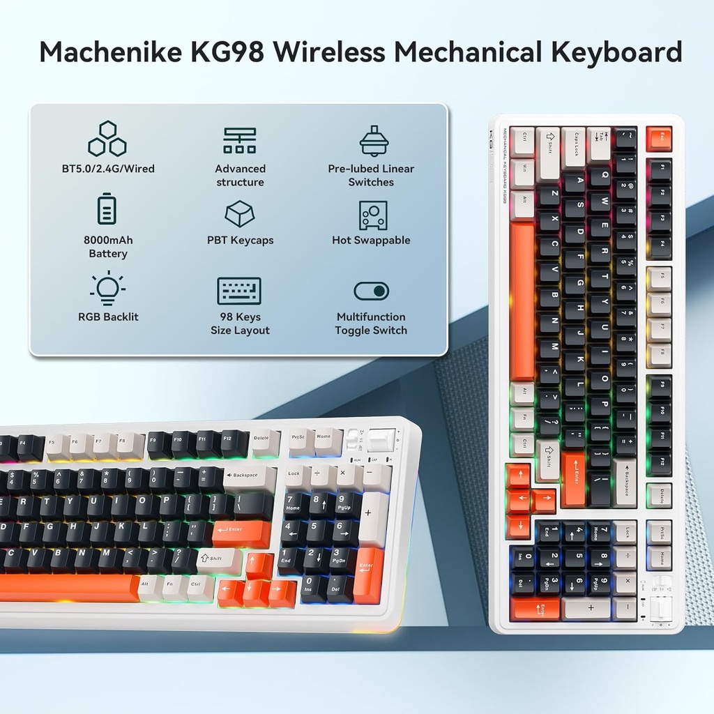 Machenike Wireless Gaming Keyboard KG98 KAILH Linear Switches
