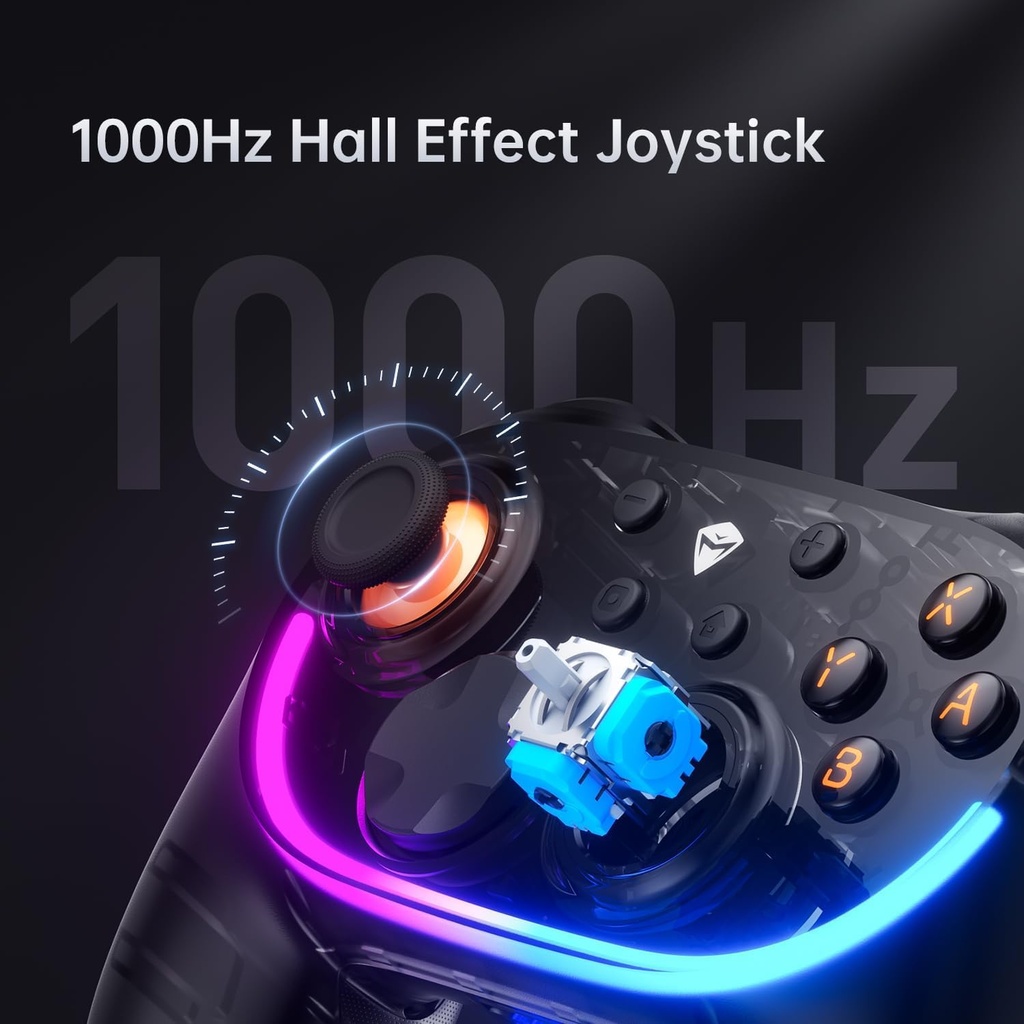Machenike PC Gamepad Wireless S3 Hall Effect Joystick, RGB Black Lghting, Auto Sleep/Wake, 5-Level Vibration, PC Gamepad
