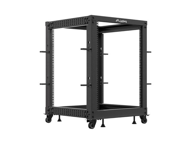 Lanberg Open Rack 19" 15U Adj.Depth 600-1000mm Black