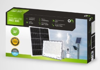 GBC ON LED PRO 300 Solar LED Floodlight with Panel & Remote 3700 lumens 300W