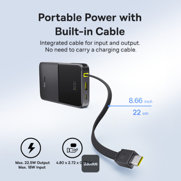 Baseus Powerbank 22.5W 10000mAh + Display EnerFill FC51 Bipow2 Pro Black