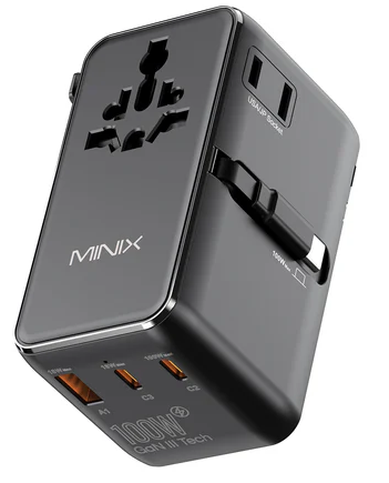 MINIX Gan Wall Charger Travel 100W with Retractable USB-C cable TP100C