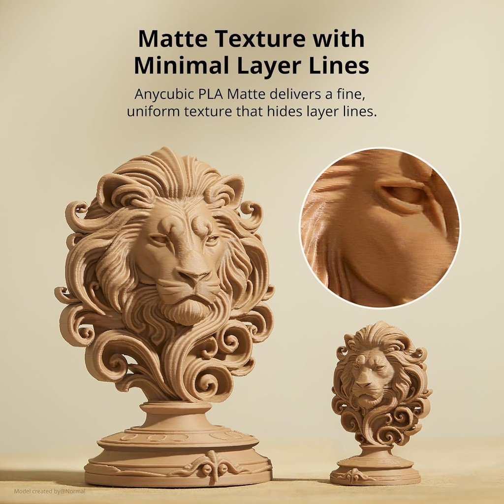 Anycubic PLA Matte Filament Red 1Kg. Ideal Usage: Architectural models, photography props (where glare must be avoided),