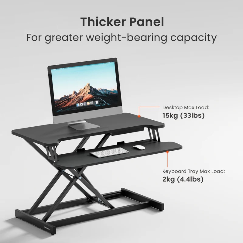 Brateck DWS37-01 Sit Stand Gas Spring Desk Workstation Max Height 51cm