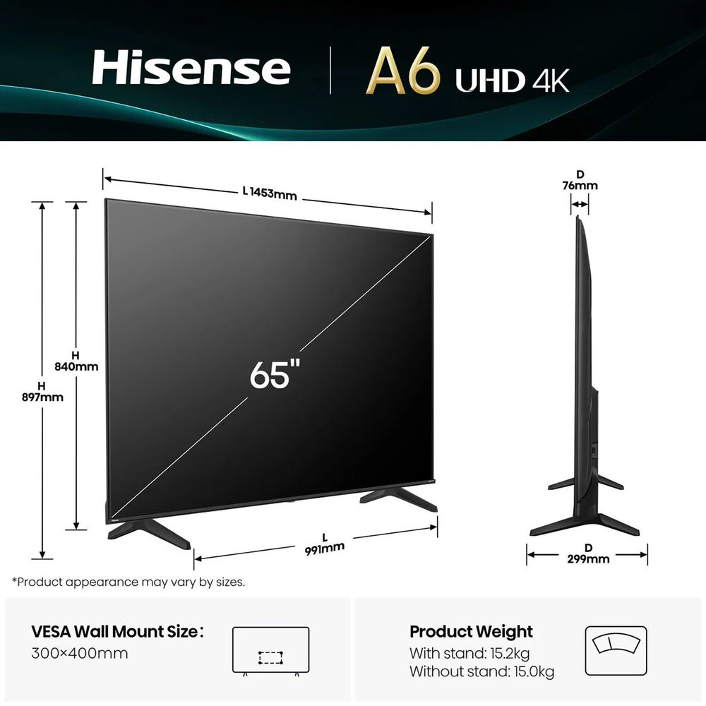 Hisense 65A6Q 65'' 4K Smart LED TV