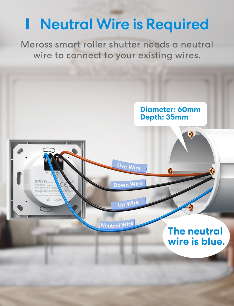Meross Homekit Smart Wi-Fi Roller Shutter 5A Mechanical (Matter) MRS105