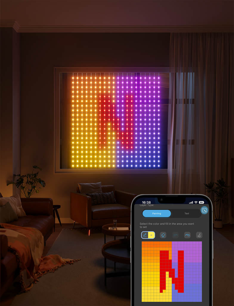 Govee LED Light Curtain Lights WiFi & BT RGBIC 1.5x1.5m IP65 (NETFLIX)