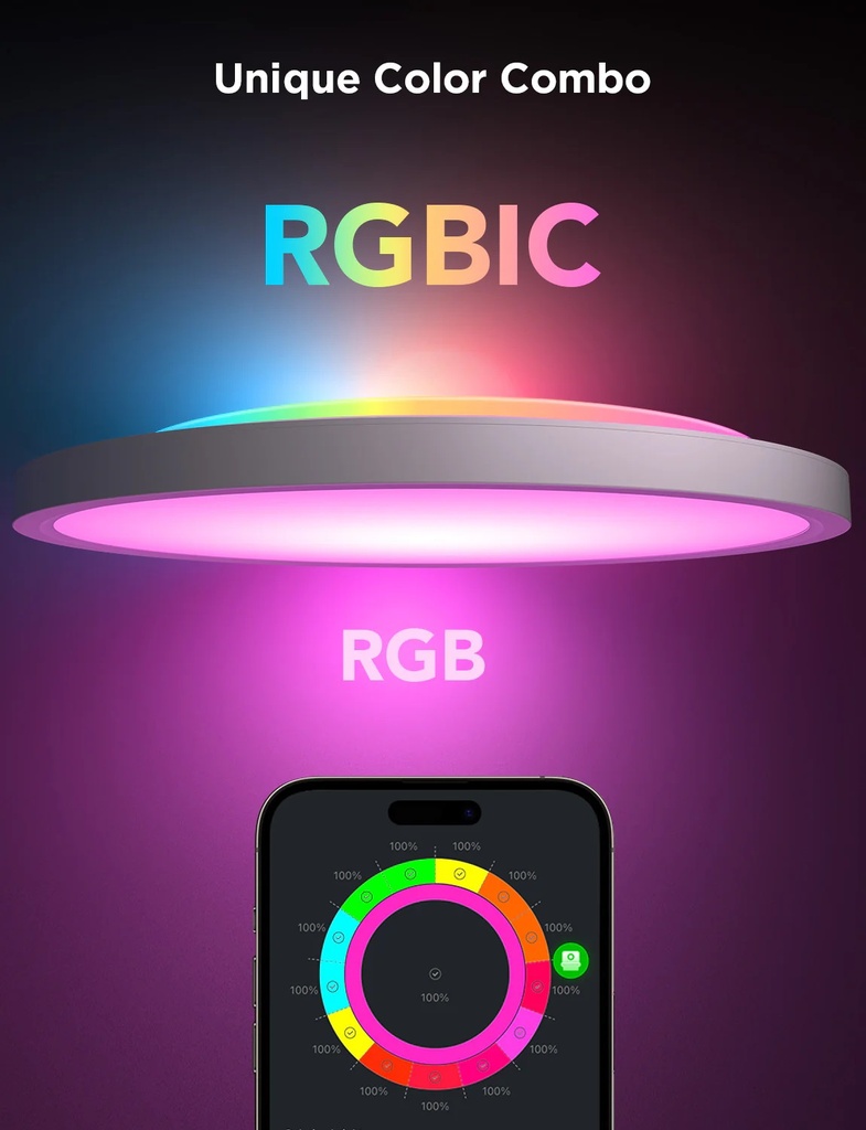 Govee Lamp Ceiling Smart LED 12inch Round Light RGBWW + RGBIC H80A1C01