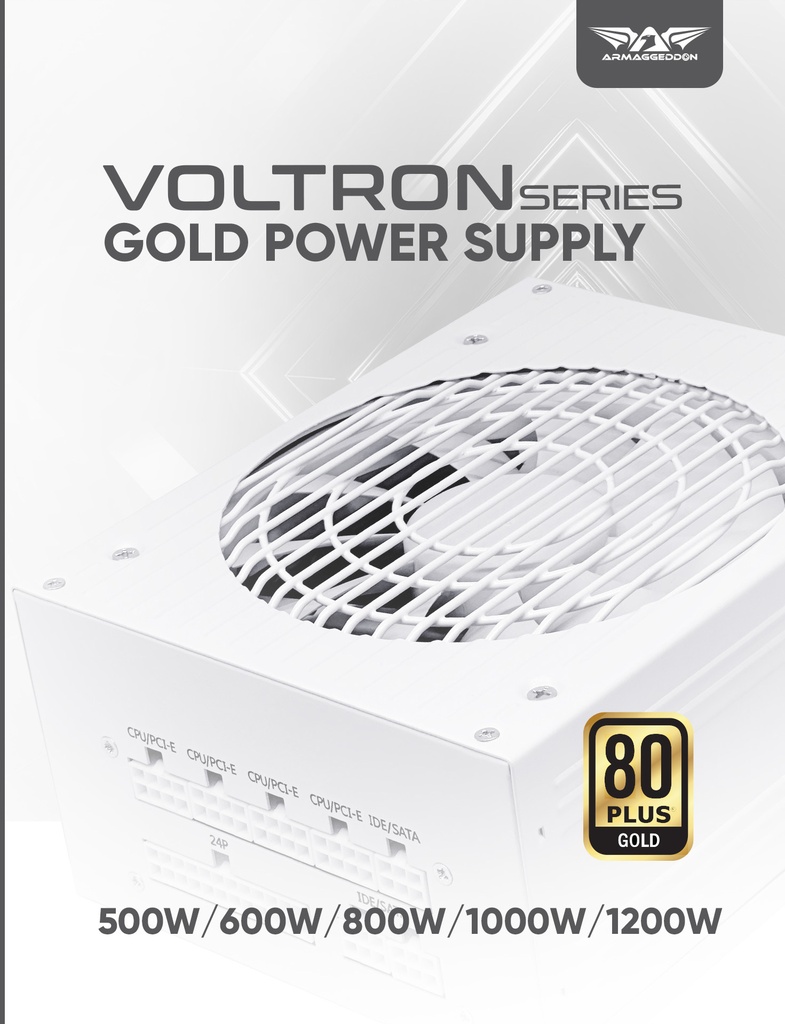 Armaggeddon Gaming PSU 1000W Modular & Certified 80+ VOLTRON GOLD 1000 White