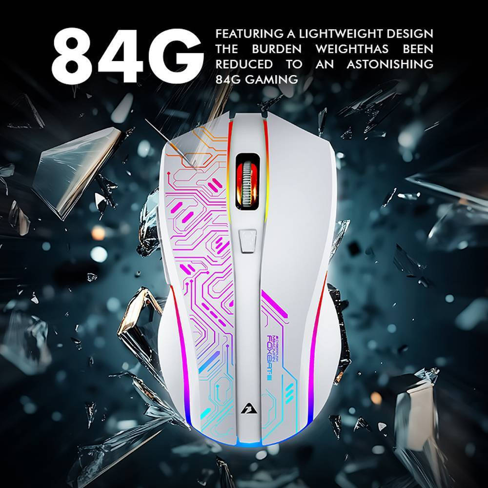 Armaggeddon Gaming Mouse Wired+2.4G Recharge FOXBAT-III CYBERPANK White