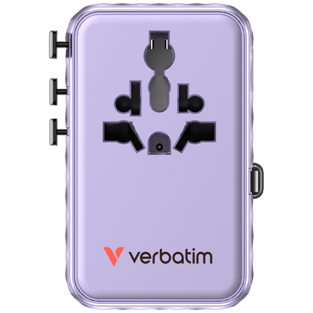 Verbatim Charger Travel Adapter 100W 2xC 2xA 1xRetractable USB-C Purple