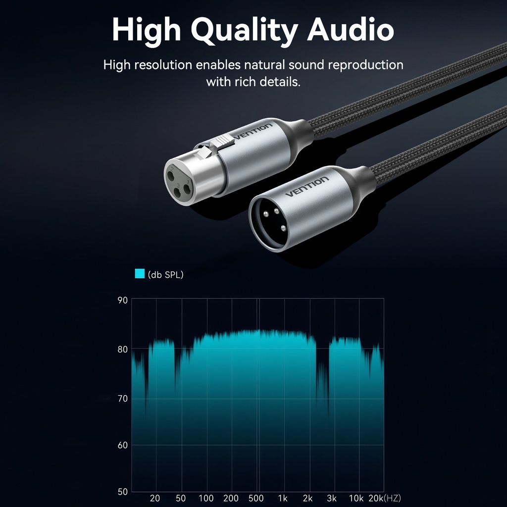 Vention AUDIO XLR M-F Cable Braided-Metal 5.0m BKHHJ