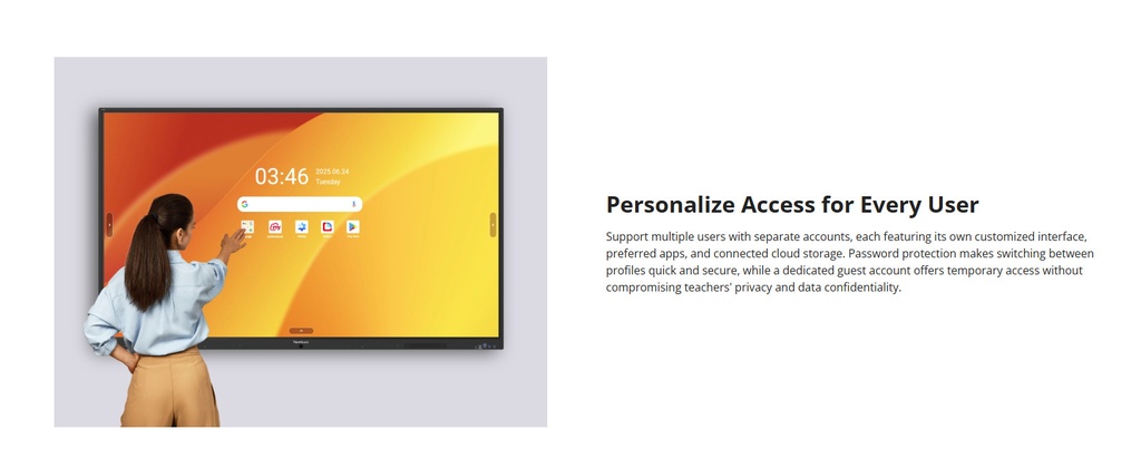 Viewsonic Viewboard Interactive Display Whiteboard 75" 4K Android EDLA 64-Point Touch 20W Speakers IFP7535-1-1C