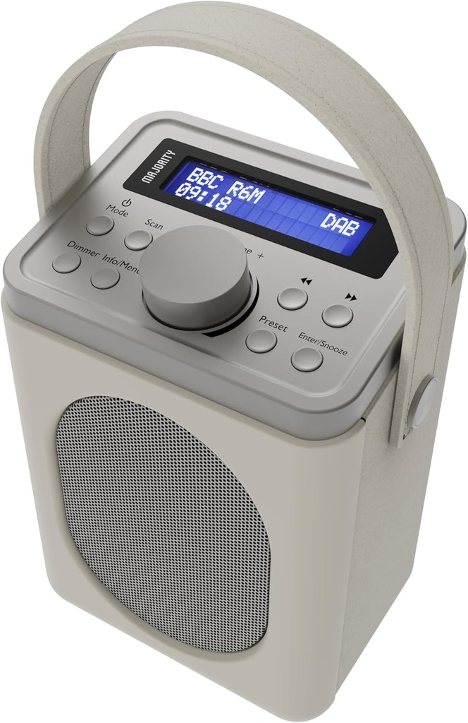 Majority LITTLE SHELFORD Portable FM/DAB Radio with Bluetooth & Alarm Mains & Battery Powered