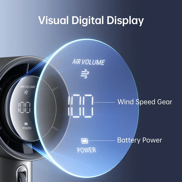 Jisulife Portable Personal Fan PRO 1S Black with Display & Powerful 15000 RPM Motor