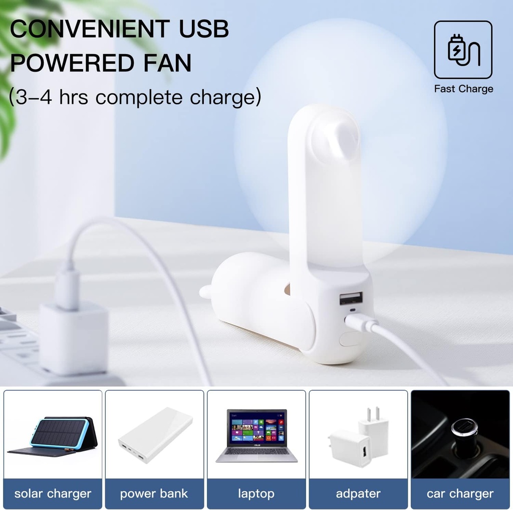 Jisulife F8X Plus White Portable Personal Fan with Lanyard & Powerbank function to Charge you Phone