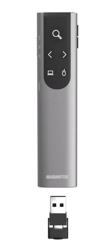 Marmitek Wireless Presentation Remote with Digital Pointer, Zoom & Air Mouse USB-C/A WPR 400