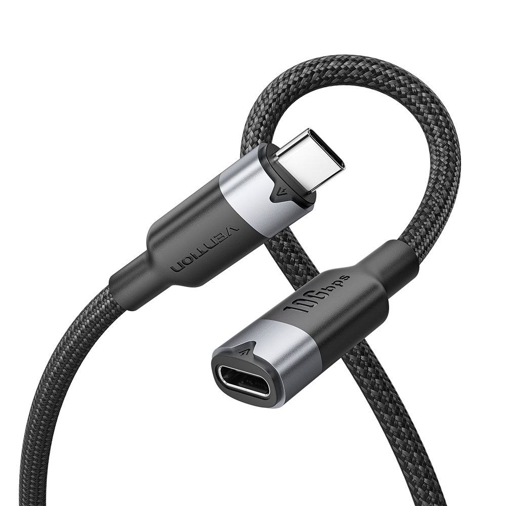 Vention IT Cable USB-C 3.2 Gen2 M-F 1.0m Braided Aluminum Black TRFBF