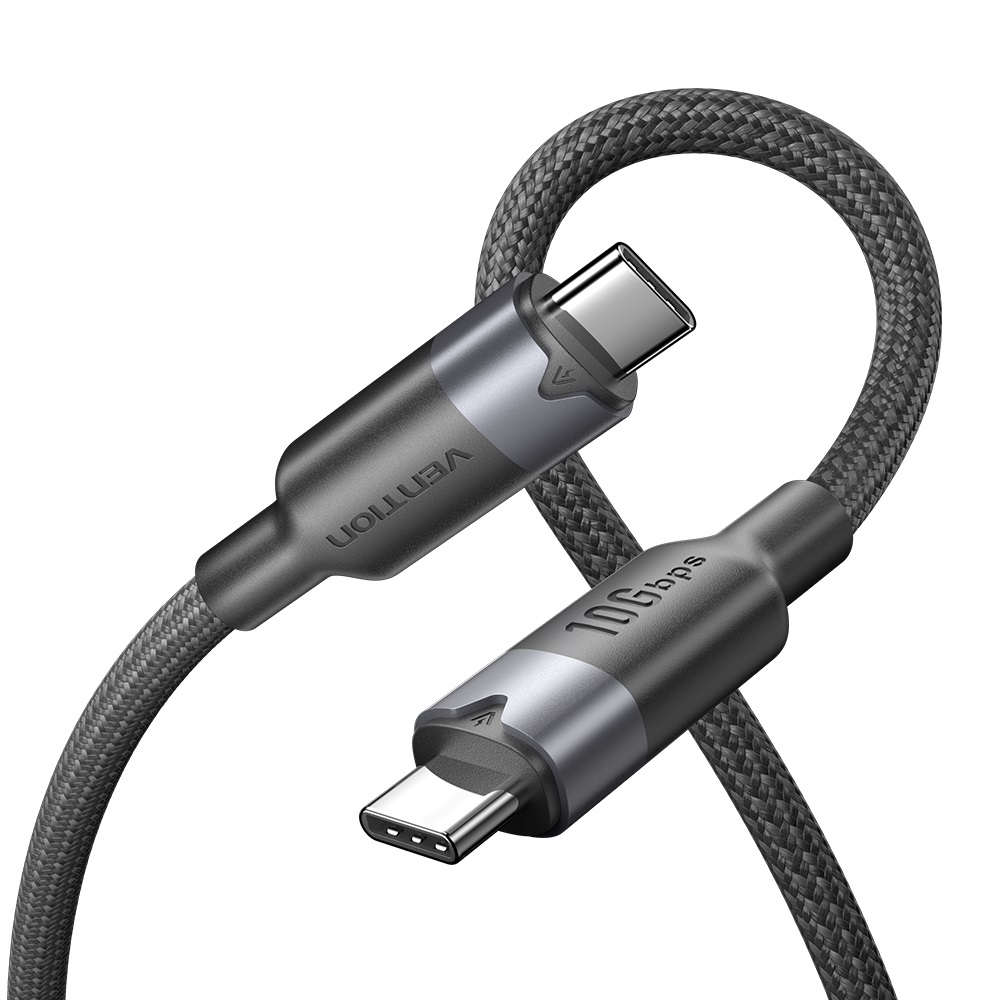 Vention IT Cable USB-C 3.2 Gen2 M-M 1.0m Braided Aluminum Black TRGBF